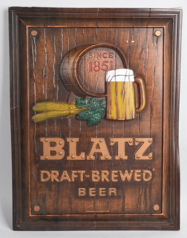 Blatz Brewed Beer Plastic Sign