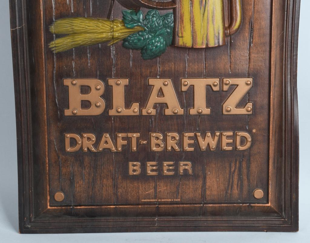 Blatz Brewed Beer Plastic Sign