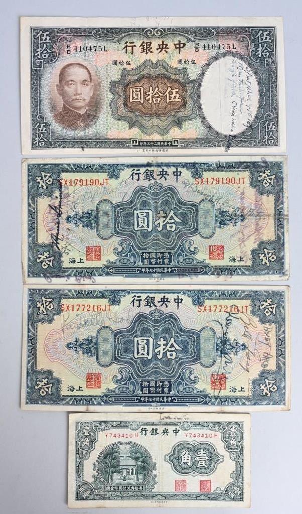 WWII CHINESE SHORT SNORTER W/ US AIRMEN SIGNATURES
