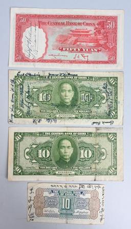 WWII CHINESE SHORT SNORTER W/ US AIRMEN SIGNATURES