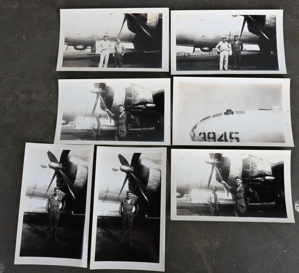 WWII NAMED PILOT GROUPING w/ PARACHUTE AND GEAR