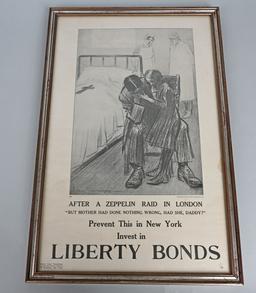 1917 WW1 WAR BOND POSTER AFTER A ZEPPELIN RAID WWI