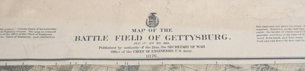 1876 ORIGINAL CIVIL WAR MAP OF GETTYSBURG 3RD DAY