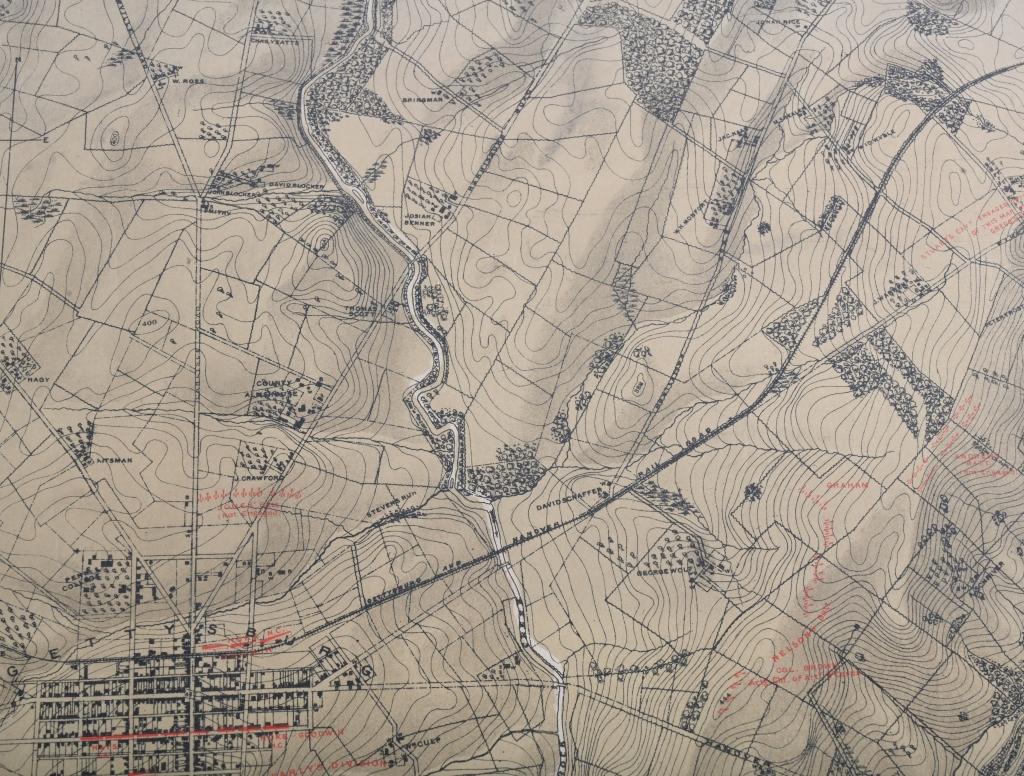 1876 ORIGINAL CIVIL WAR MAP OF GETTYSBURG 3RD DAY