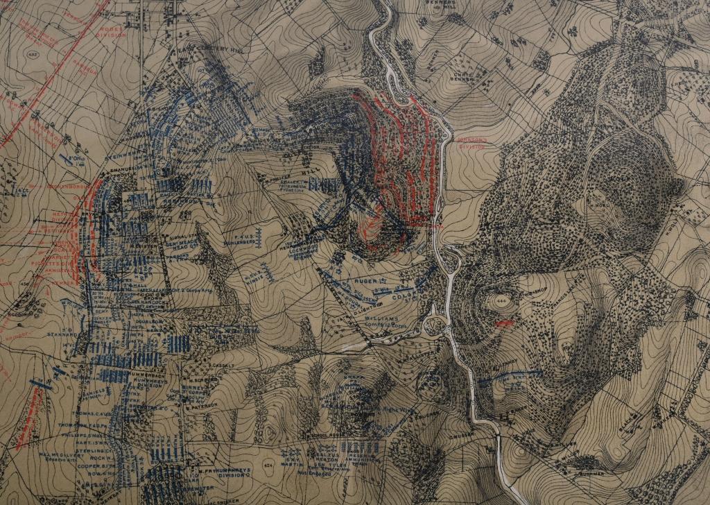 1876 ORIGINAL CIVIL WAR MAP OF GETTYSBURG 3RD DAY