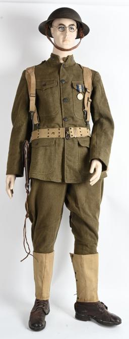 WW1 US 28th DIVISION UNIFORM GROUPING W HELMET WWI