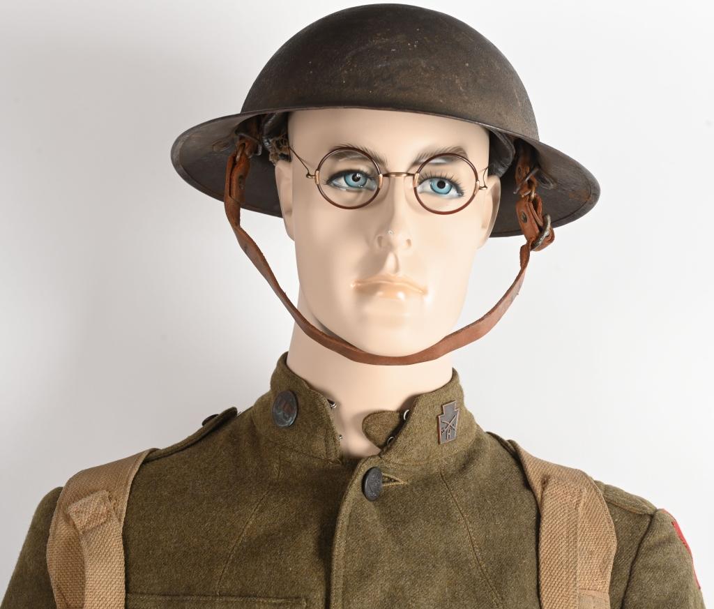 WW1 US 28th DIVISION UNIFORM GROUPING W HELMET WWI