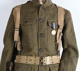 WW1 US 28th DIVISION UNIFORM GROUPING W HELMET WWI