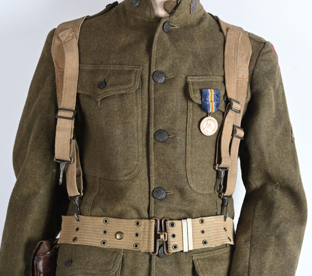 WW1 US 28th DIVISION UNIFORM GROUPING W HELMET WWI