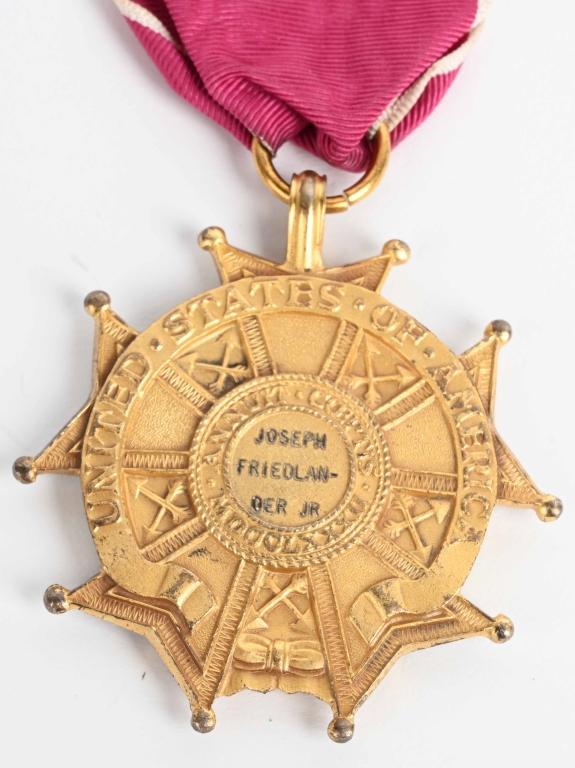 WWII NAMED LEGION OF MERIT MEDAL W MINIATURE WW2