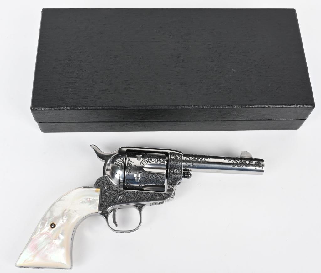 USFA FACTORY ENGRAVED NICKEL SHERRIFS MODEL