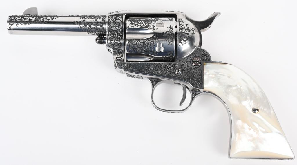 USFA FACTORY ENGRAVED NICKEL SHERRIFS MODEL