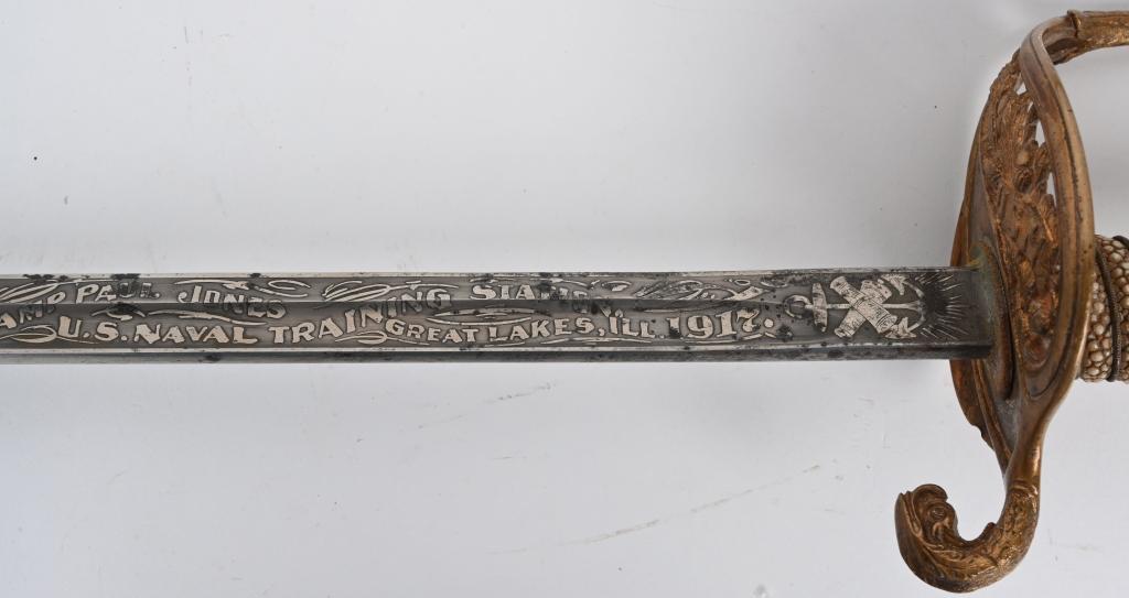 WW1 NAMED USN NAVAL OFFICER SWORD WWI