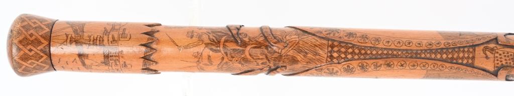 EXQUISITE SPANISH AMERICAN WAR CARVED WALKING CANE