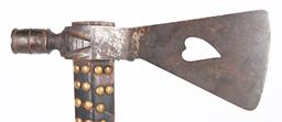 LARGE BRASS TACK HEART CUT OUT PIPE TOMAHAWK