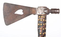 LARGE BRASS TACK HEART CUT OUT PIPE TOMAHAWK