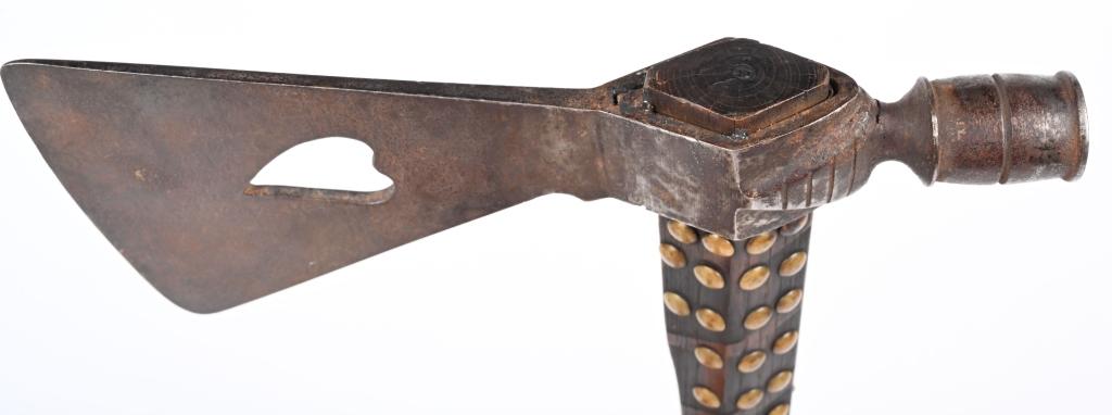 LARGE BRASS TACK HEART CUT OUT PIPE TOMAHAWK