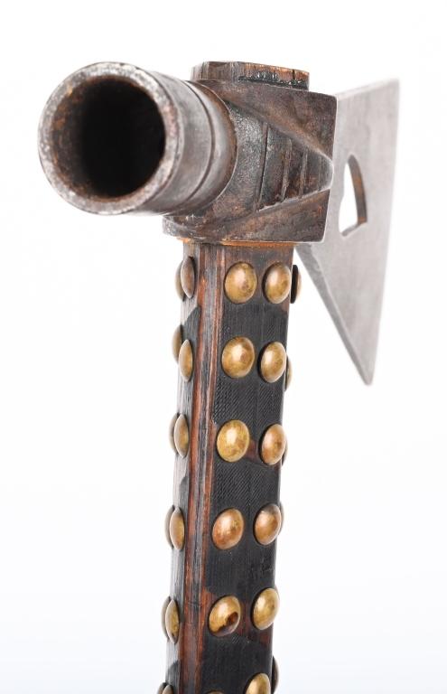 LARGE BRASS TACK HEART CUT OUT PIPE TOMAHAWK