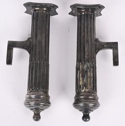 MATCHING PAIR OF ORNATE SILVER CAR VASES