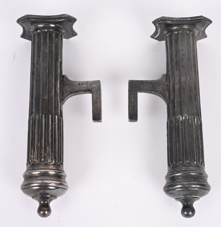 MATCHING PAIR OF ORNATE SILVER CAR VASES