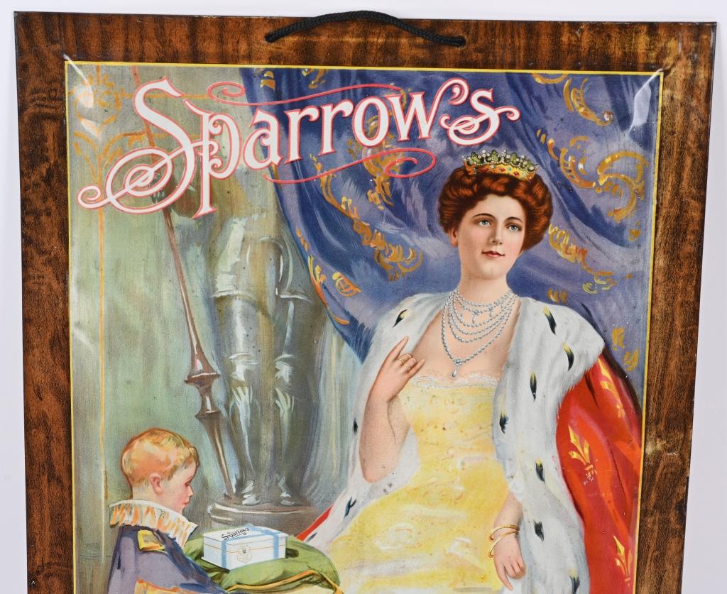 SPARROW’S CHOCOLATES TIN ADVERTISING SIGN