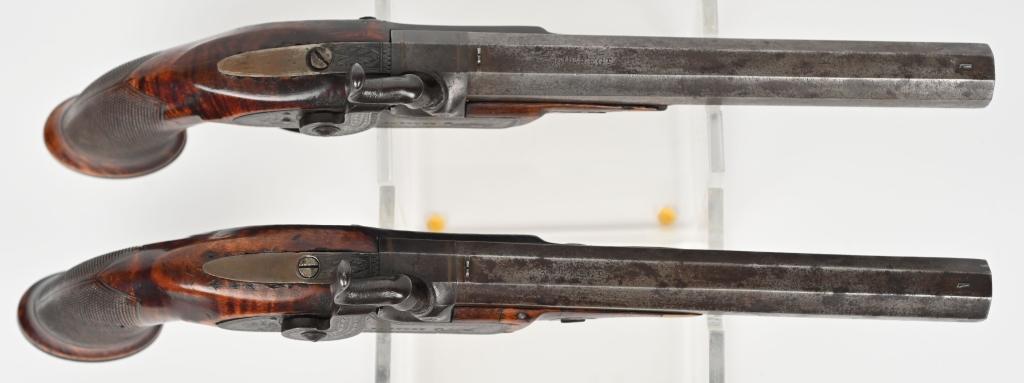 PAIR 19TH CENTURY I. RAFFTRY PERCUSSION PISTOLS