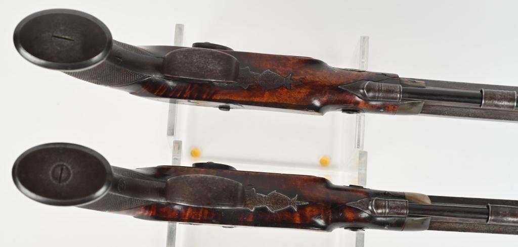 PAIR 19TH CENTURY I. RAFFTRY PERCUSSION PISTOLS