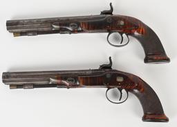 PAIR 19TH CENTURY I. RAFFTRY PERCUSSION PISTOLS