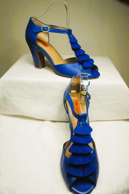 Miz Mooz Blue Leather & Suede Ruffle Salsa Shoes