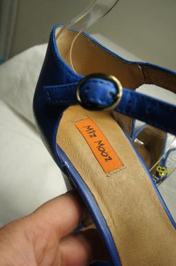 Miz Mooz Blue Leather & Suede Ruffle Salsa Shoes