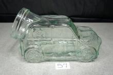 VINTAGE MINI COOPER GLASS COOKIE JAR CANISTER