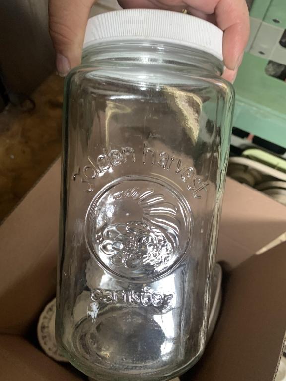 MISC SAUCERS & LARGE GLASS JARS