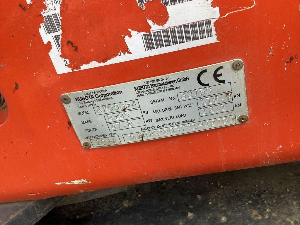 2015 KUBOTA KX080-4 EXCAVATOR