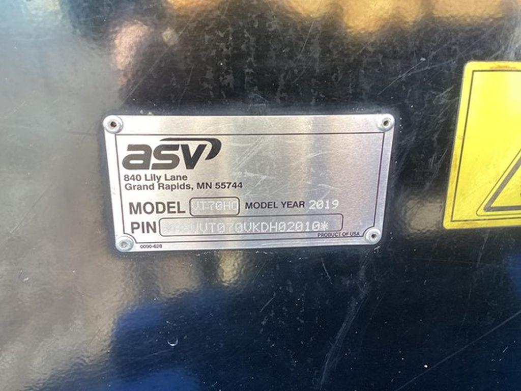 2019 ASV POSI-TRACK VT70HO SKID STEER LOADER