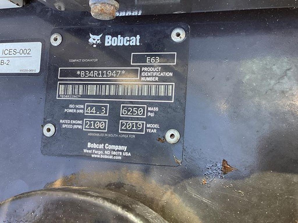 2019 BOBCAT E63 EXCAVATOR