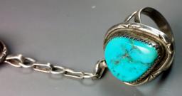 Navajo Silver & Turquoise Slave Bracelet -OLD PAWN