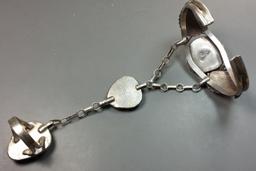 Navajo Silver & Turquoise Slave Bracelet -OLD PAWN