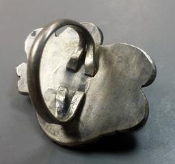 Old Sterling Silver Ring with Massive Opal Cabochon Center Stone
