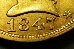 1847/47 "RPD" $5 GOLD Lib