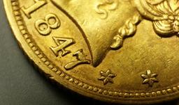 1847/47 "RPD" $5 GOLD Lib