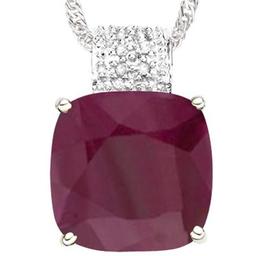 8.3 CTW RUBY & GENUINE DIAMOND (8 PCS) 10KT SOLID WHITE GOLD PENDANT