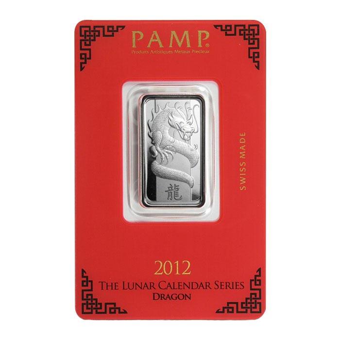 PAMP Suisse Silver Bar 10 Gram - 2012 Dragon Design