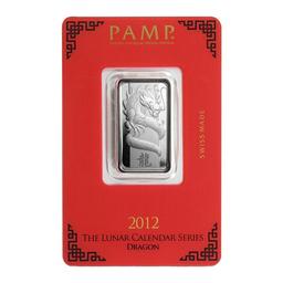 PAMP Suisse Silver Bar 10 Gram - 2012 Dragon Design