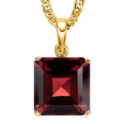 1.35 CTW GARNET 10K SOLID YELLOW GOLD SQUARE SHAPE PENDANT