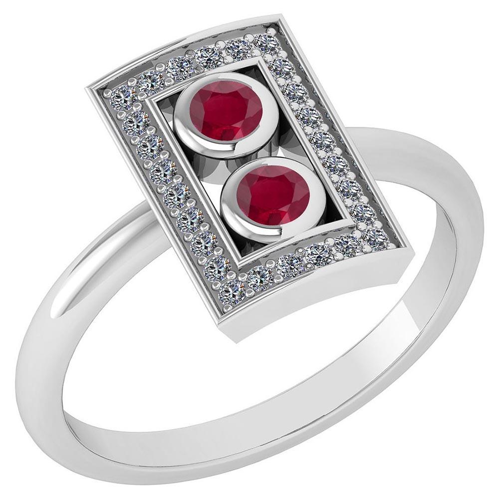 Certified 0.31 Ctw Ruby And Diamond 14k White Gold Halo Ring (VS/SI1)