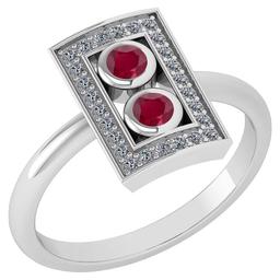 Certified 0.31 Ctw Ruby And Diamond 14k White Gold Halo Ring (VS/SI1)