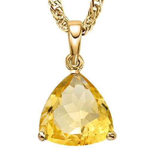 0.7 CTW CITRINE 10K SOLID YELLOW GOLD TRILLION SHAPE PENDANT