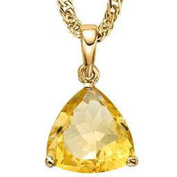 0.7 CTW CITRINE 10K SOLID YELLOW GOLD TRILLION SHAPE PENDANT