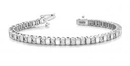 14KT WHITE GOLD 1 CTW G-H VS2/SI1 ALTERNATING BEZEL DIAMOND BRACELET