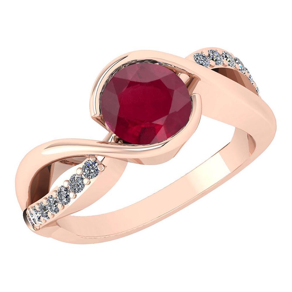 Certified 1.44 Ctw Ruby And Diamond 14K Rose Gold Halo Ring (VS/SI1)